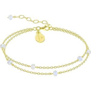 Moonstone Gold Handmade Double Chain Bead Bracelet